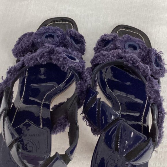 Tory Burch super fun bluish flower heels, women's size 7.5, WARDROBE MUST HAVE - Picture 6 of 6
